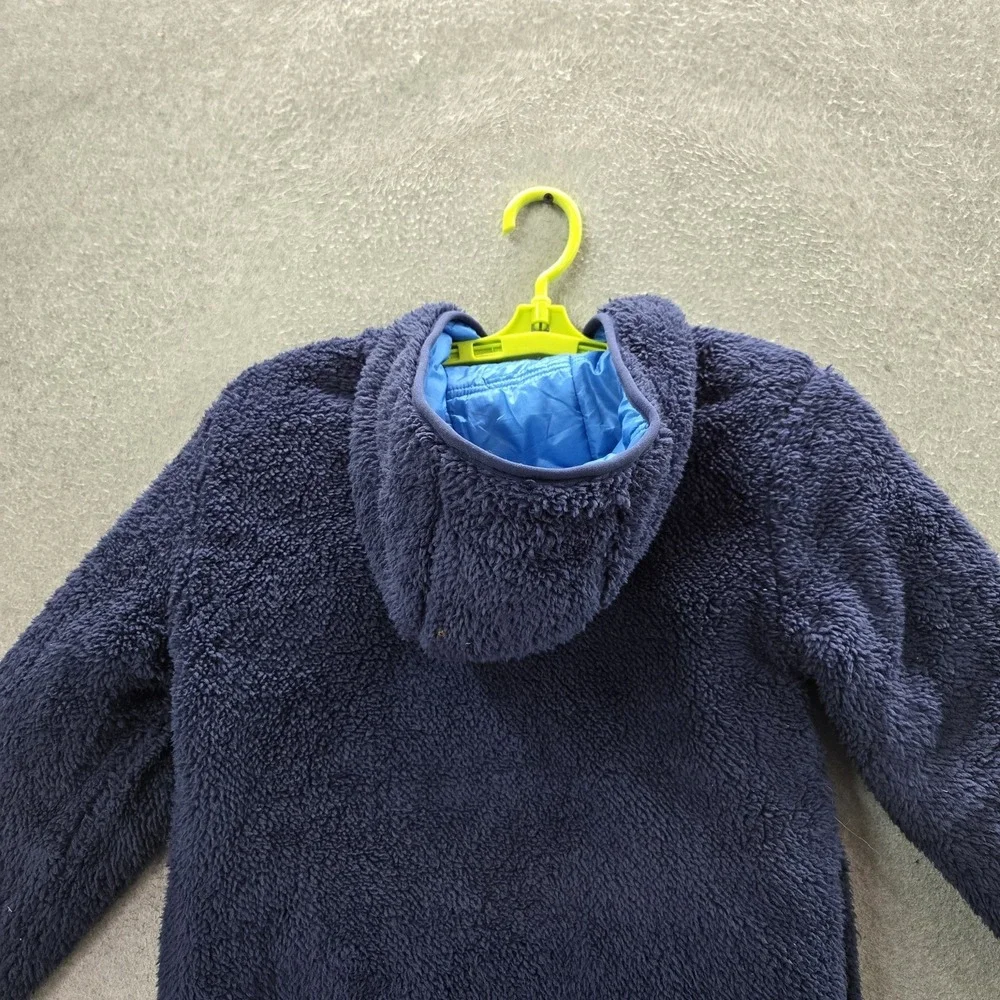 Eddie Bauer Boys Jacket 12/14 Blue Sherpa‎ Puffer Colorblock Reversible